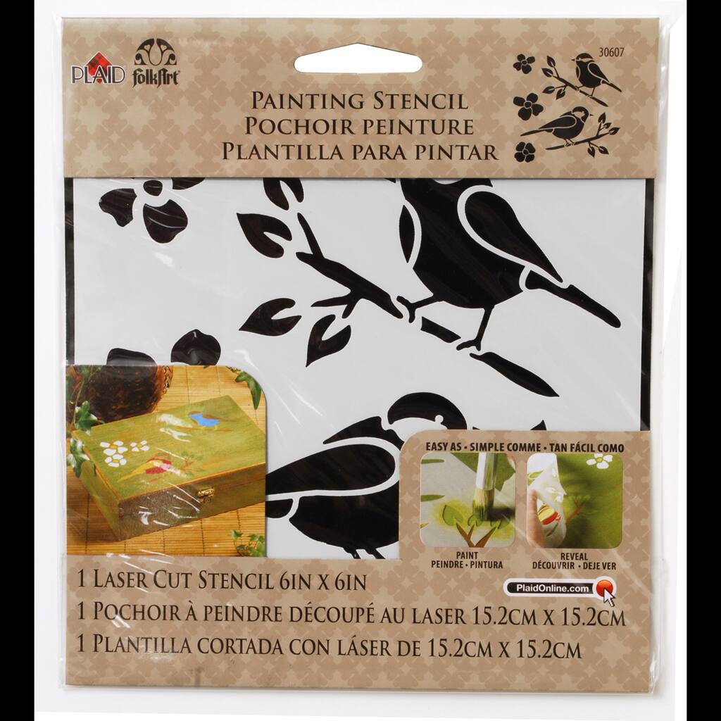 folkart small painting stencil birds